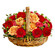 roses gerberas and carnations in a basket. Kiev